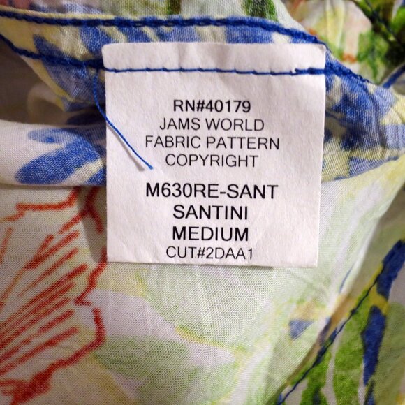 Jams World Shirt Mens Medium Short Sleeve Button Hawaiian Tropical Green Yellow - Picture 6 of 7